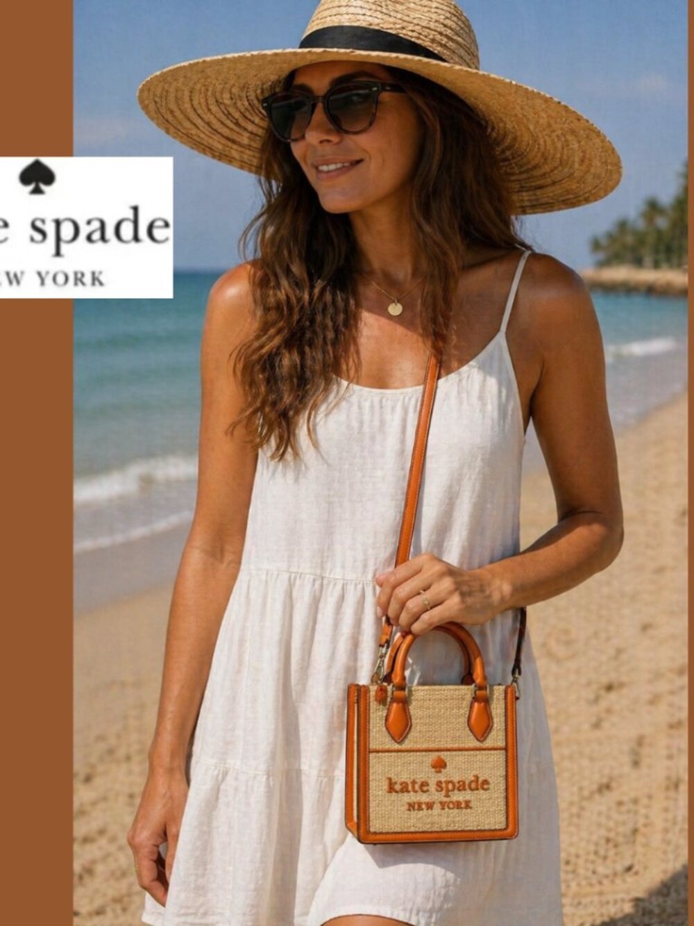 NWT Kate Spade Ellie Mini Straw Orange Zin Cross Body Bag (MSRP $329)